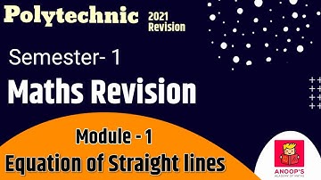 2021 Revision: Maths Revision: Module 1: Equation of Straight lines