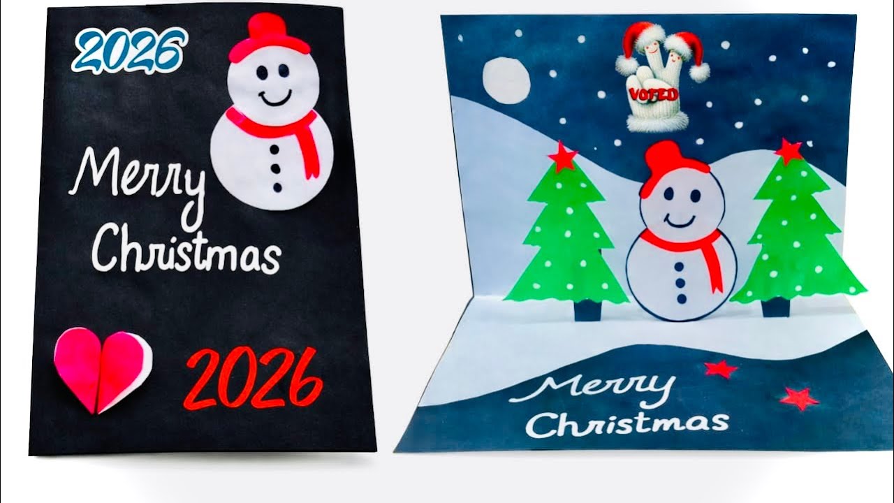 Cute and Simple Christmas Card Making Tutorial for Kids | step by step