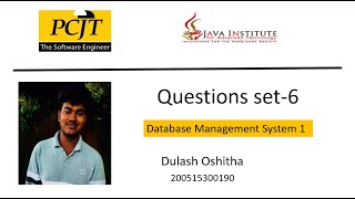 Questions set 06 | Database Management System | Java Institute | Dulash Oshitha