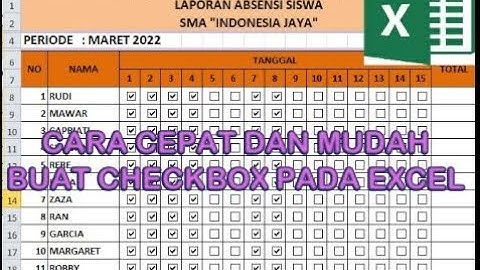 Cara Mudah Cepat Membuat Checkbox Absensi Siswa pada Excel | Ms. Excel Part 14 | Ruang Berbagi Ilmu
