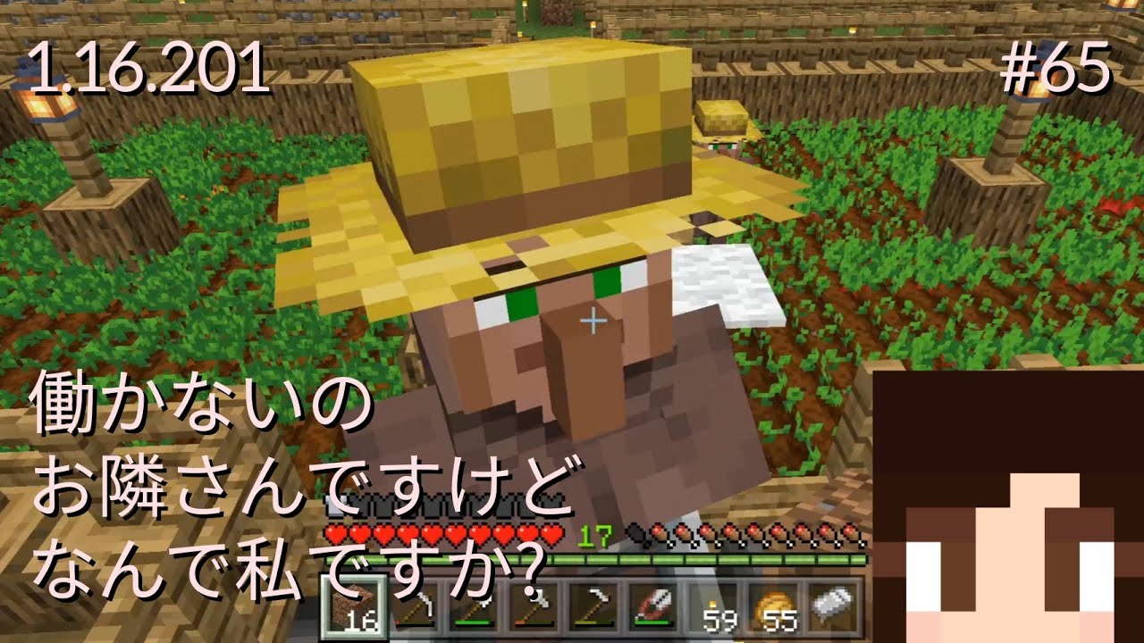 お隣さん引越し多い 65 村人式自動農場の村人さん働かなくなりました 仕方ないので入れ替えです マイクラハードサバイバル生活1 16 1 Youtube