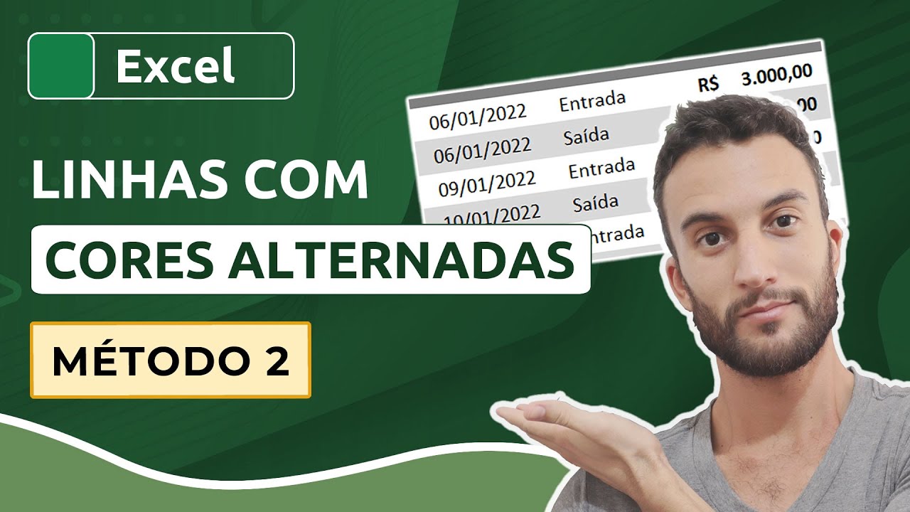 Como formatar LINHAS com CORES ALTERNADAS no Excel (MÉTODO 2 – Usando LIN e MOD)