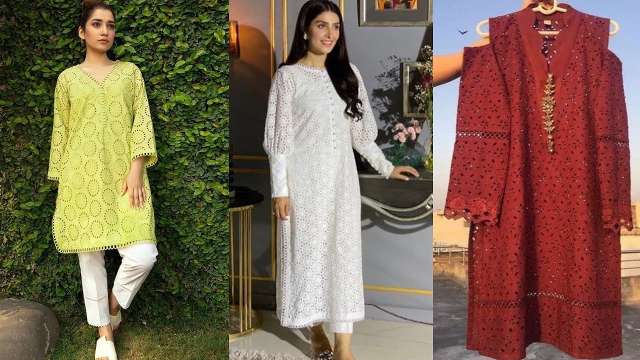 chicken kari dress design Fashion trends | White chicken Kari dress Chicken kari Embroidered frock. . Without inner. . White Plain trouser. . 2pc & 3pc stitched dress (Frock