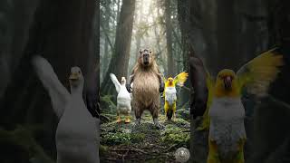 The ultimate forest party 🌿🕺 #capybara #funny #cute #asmr #zen #duck #callduck #animals
