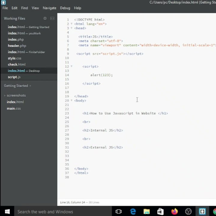 JavaScript Internal And External Example - YouTube