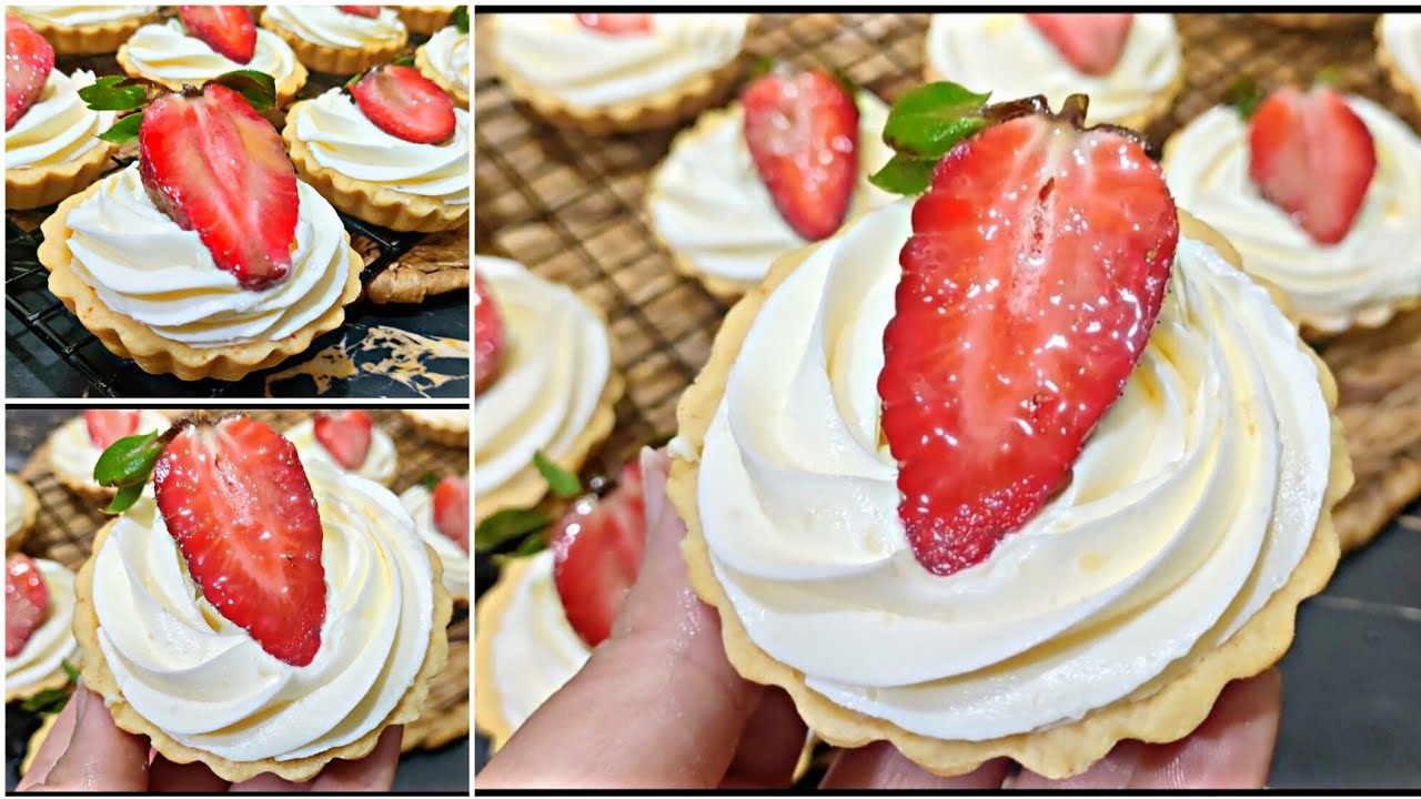تارتولات الفراولة🍓قمة فالبنةبعجينة هشة ودوب في لفم 👌و كريمةخفيفة و لذيذة جدا.