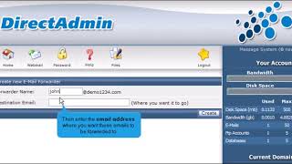 8) how to setup email forwarding in direct admin