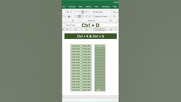 Excel Shortcuts Keys | Fill Right (Ctrl+R) & Fill Down (Ctrl+D) #shorts