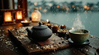 Cozy Asian Tea Ceremony | Snow Falling Sound & Zen Tea House Background Music