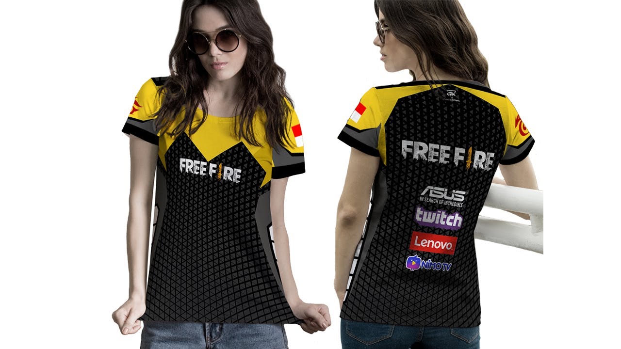  Kaos  Lengan  Pendek  Esports Gamars Wanita  Free Fire Art 12 