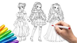 K-Pop Demon Hunter Huntrix ✨ Chibi Princess Glow Up | Rumi, Mira & Zoey Anime FanArt Coloring 💖 screenshot 1