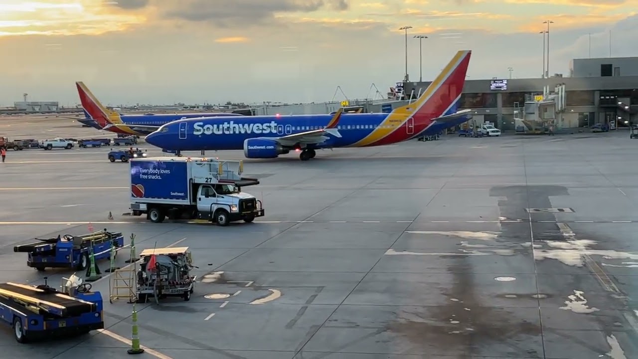 Southwest Airlines Boeing 737 Max 8 Push Back & take off to Denver CO