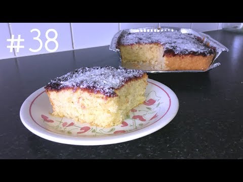 Jam And Coconut Cake | Jam And Coconut School Sponge Cake | Old School Traybake