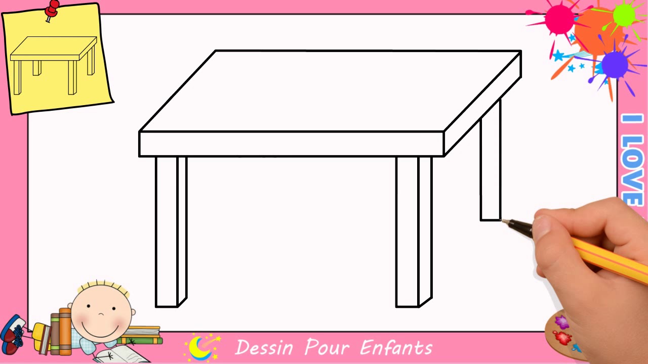 Dessin table FACILE etape par etape - Comment dessiner une table