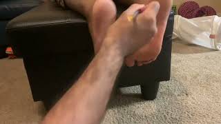 Tickling wife feet with some paint brushes and finger tickles part 5
