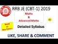 RRB JE # Maths &amp; Advanced Maths# CBT-1 #  Detailed Syllabus based on New Pattern# Must watch#