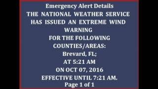 EAS: Extreme Wind Warning for Cape Canaveral, FL