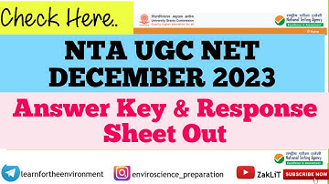 🔴UGC NET DEC 2023 Answer Key/Response Sheet Out