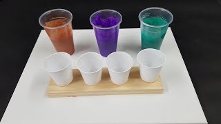 4 Inline cup ring pour | how to make simple unique pour painting | abstract acrylic flow art