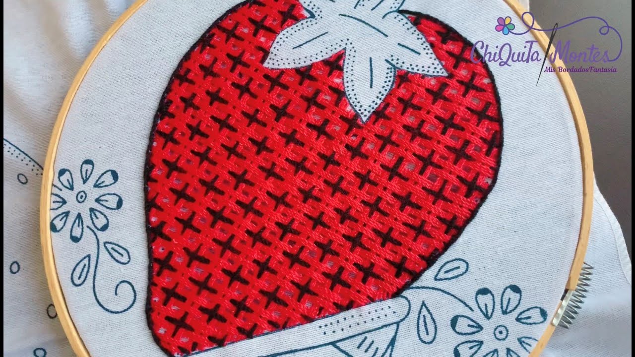 Bordado Fantasía Fresa 11 / Hand Embroidery Strawberry 🍓 with Fantasy Stitch
