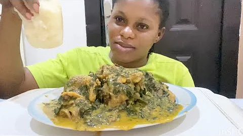 Asmr Mukbang Spinach Soup with Fufu 