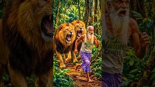 I Built a Jungle Survival Tree House in Lion Territory Using Wood &amp; Bamboo 🦁🌳#shortsfeed #shorts