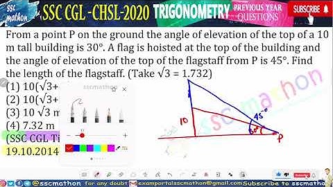 From a point P on the ground the angle of elevation of the top of a 10 m tall building is 30°.A flag