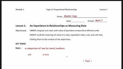 Module 1 Lesson 1: An Experience in Relationships as Measuring Rate