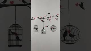 Wall Sticker | Love Birds With Hearts 💕#shorts screenshot 1