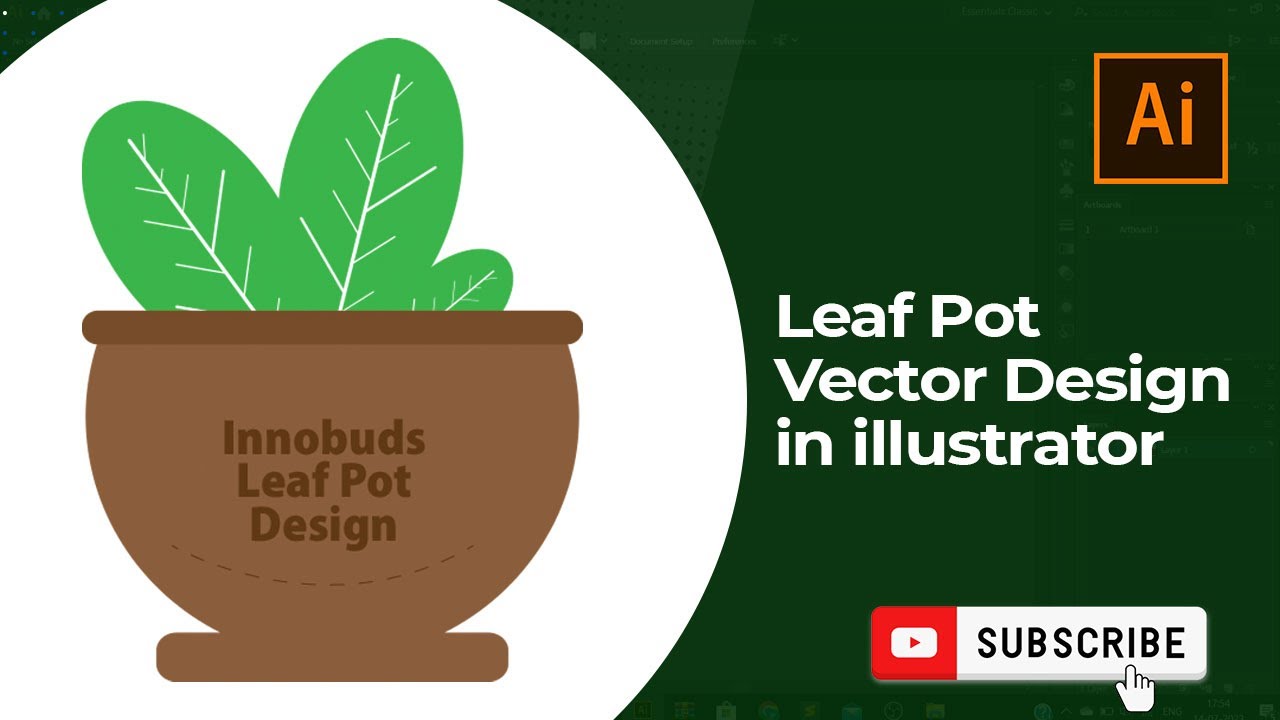 Leaf pot scalable vector design tutorial | Icon design | Adobe Illustrator Tutorial | Innobuds