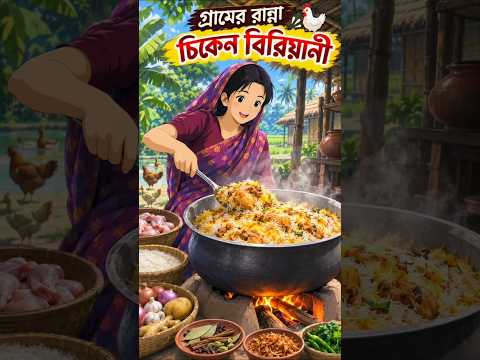 গ্রামের চুলায় মজার চিকেন বিরিয়ানি 🍗🍚 | Ghibli Style Bangali Village Cooking#shorts