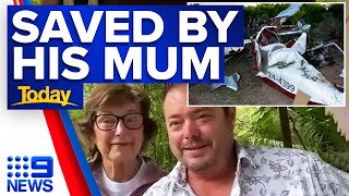 Pilot saved by his own mother after plane crash | 9 News Australia