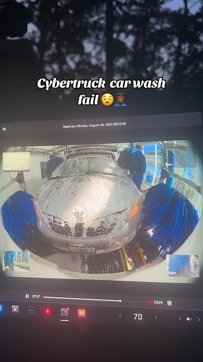 Never taking my cybertruck through the car wash again🫣 #cybertruck #tesla #carwash #fail #shorts