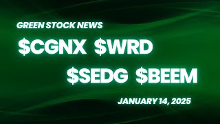 Green Stock News for January 14, 2025: Cognex, WeRide, SolarEdge Technologies, Beam Global