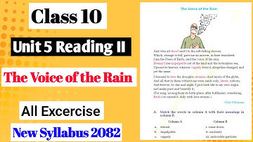 Class 10 English Unit 5 Reading II The Voice of the Rain all Exercise Solution