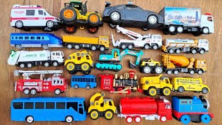 65.collection car toys, construction vehicles, police car, concrete mixer truck, tractor, tow truck