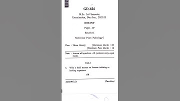 MSc Botany - lll Sem. | Paper - 4 | Previous Question Paper | Hemchand Yadav Durg University