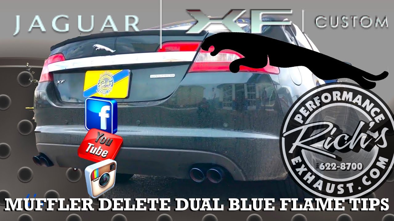 Jauguar XF Rear Muffler Delete With Dual Blue Flame Tips By Rich's