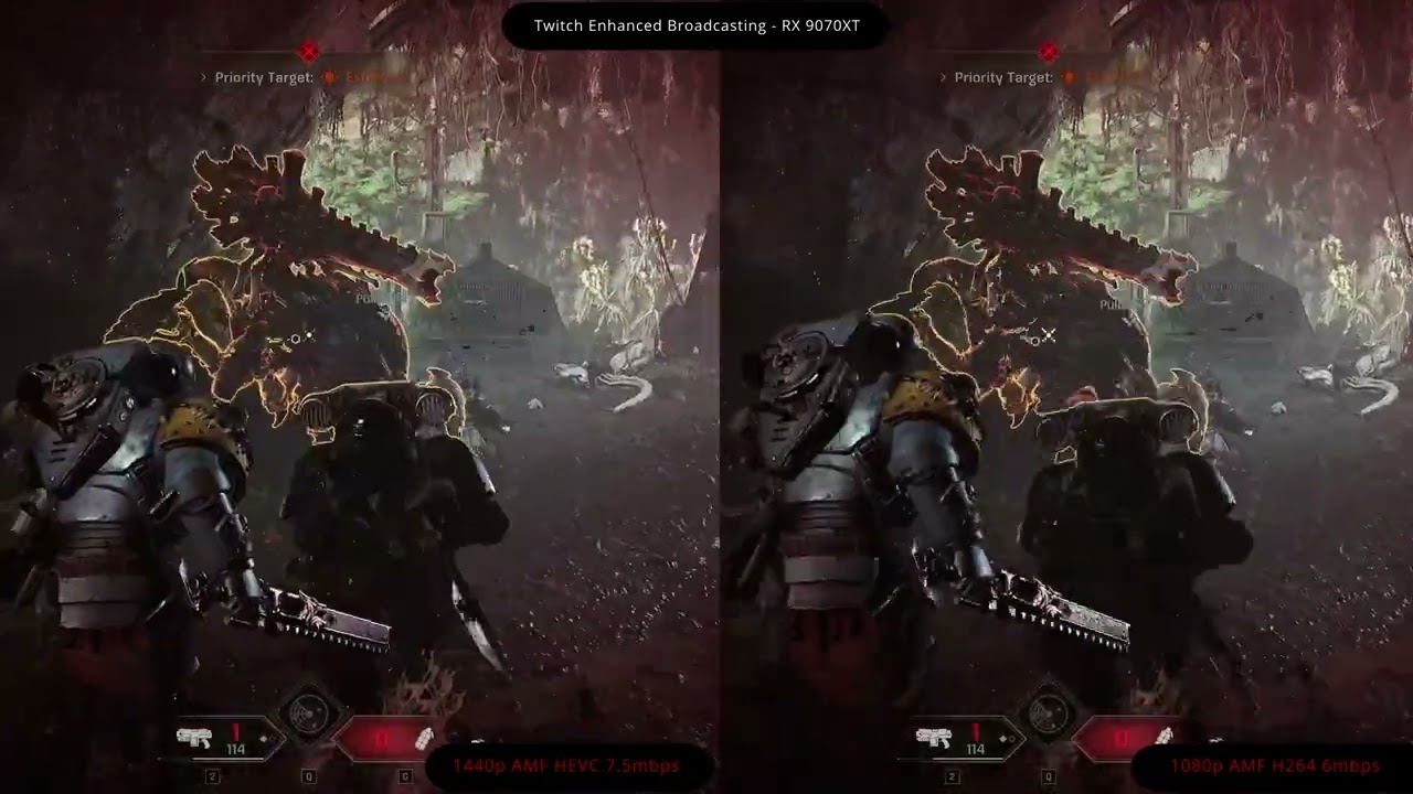 Twitch Enhanced Broadcasting - HEVC - Bitrate Comparison - 1440p v 1080p - Space Marine 2 - Part 5
