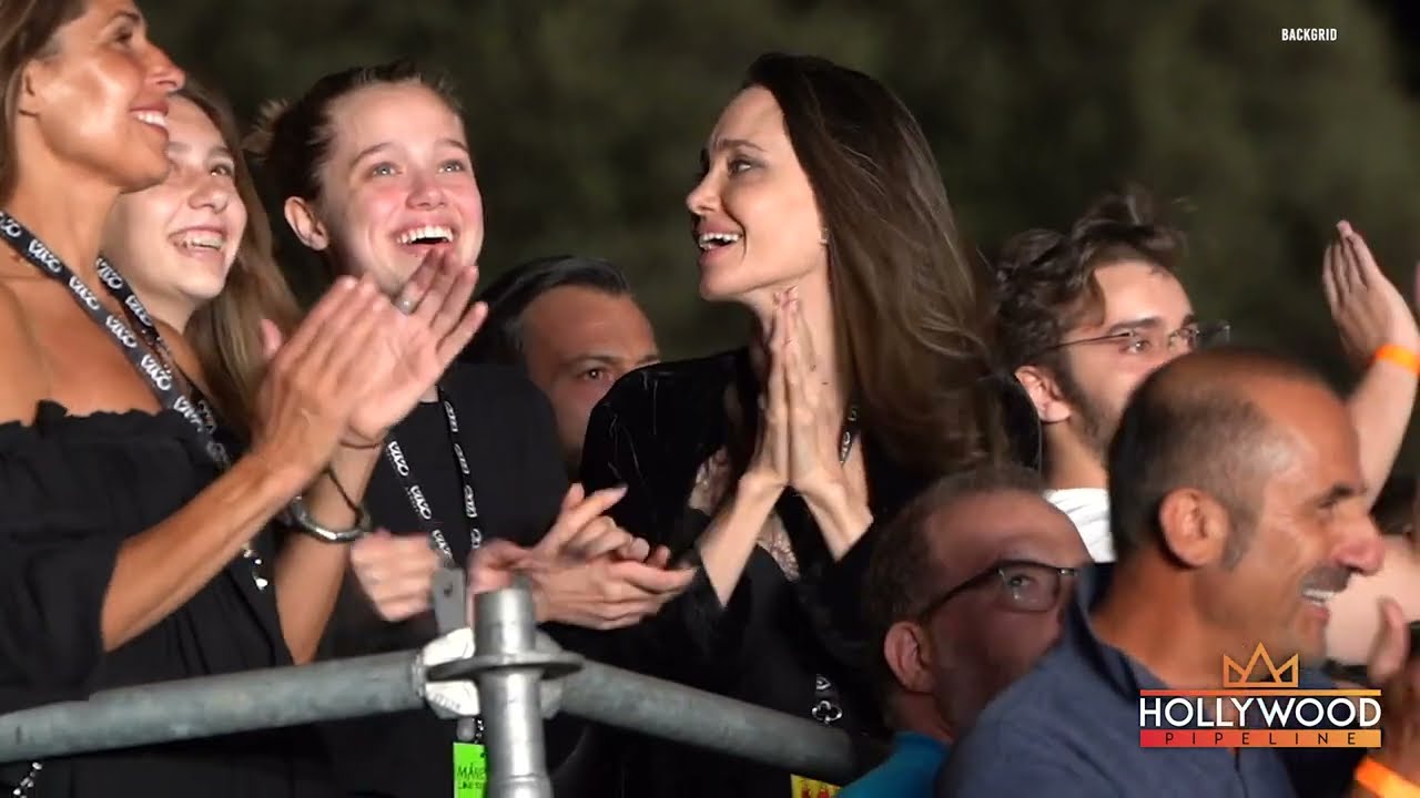 ⁣Angelina Jolie and Shiloh at Måneskin Concert in Rome