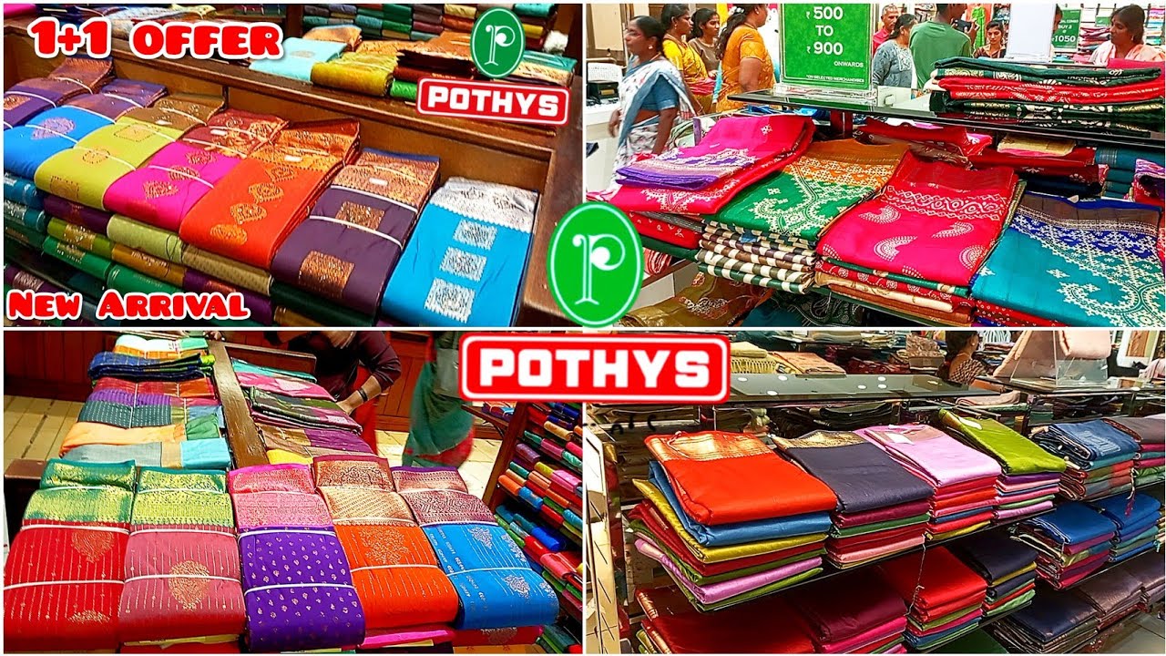 POTHYS அதிரடி விலையில் 1+1 Silk Saree Offer 2025 | @500 Silk, Cotton, Fancy Saree Collections