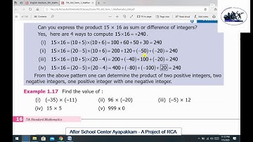 Rotary Club of Ambattur Class 7 Maths Integer Multiplication Ex:1.3