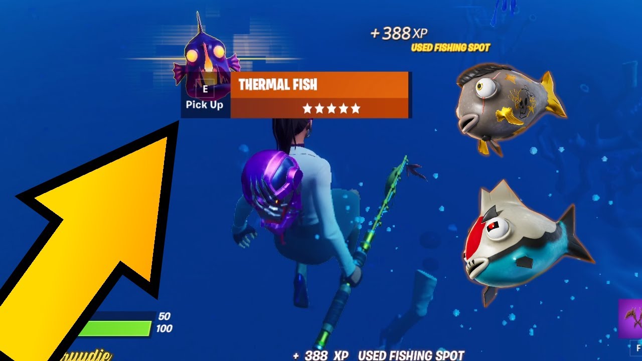 Поглотите легендарную рыбу в локации 🦈 Fortnite