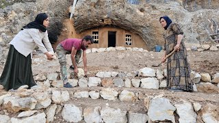 Building a Cave House in the Mountains | Building Stone Stairs | Nomadic Life of Hashem’s Family