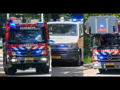 [4K] Brandweer + Politie komen met spoed terplaatse bij een gaslekkage in Kerkrade.