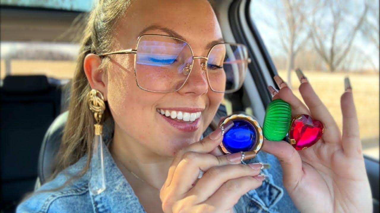 asmr/ my HUGE VINTAGE earrings collection🩷✨ (giant gemstone edition💎)