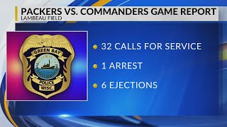 Green Bay PD make one arrest, respond to 30+ calls for service during Packers vs. Commanders