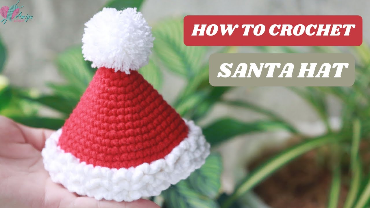 #256 | How to crochet christmas amigurumi | AMIGURUMI SANTA HAT  | Free pattern | AmiguWorld