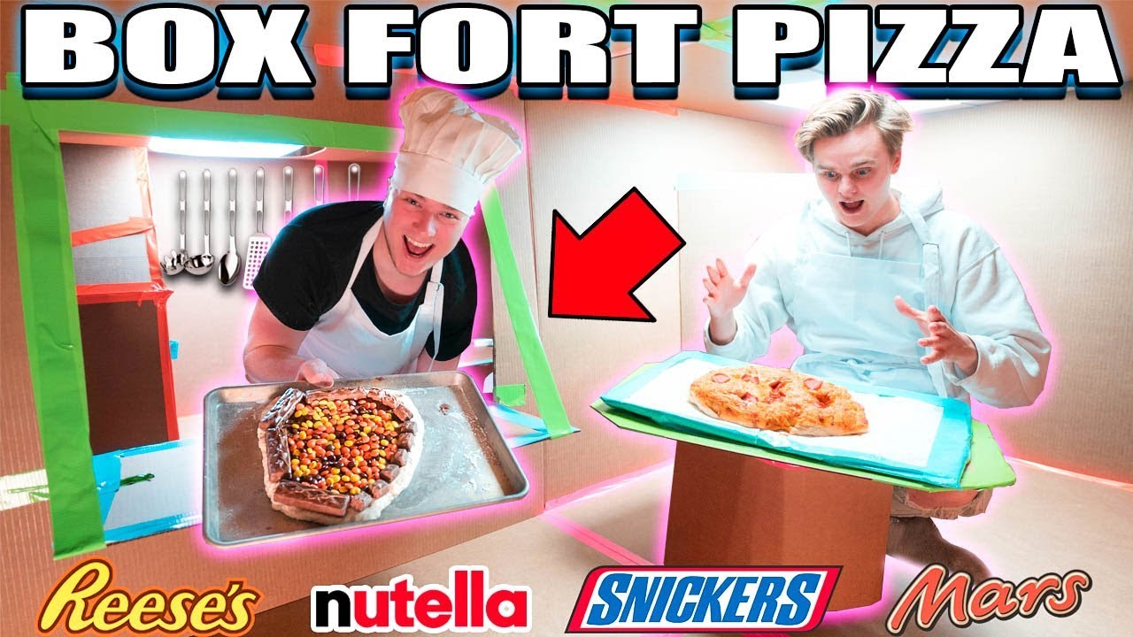 BOX FORT PIZZA RESTAURANT 📦🍕Biggest CHOCOLATE Pizza, Nutella, Reese's