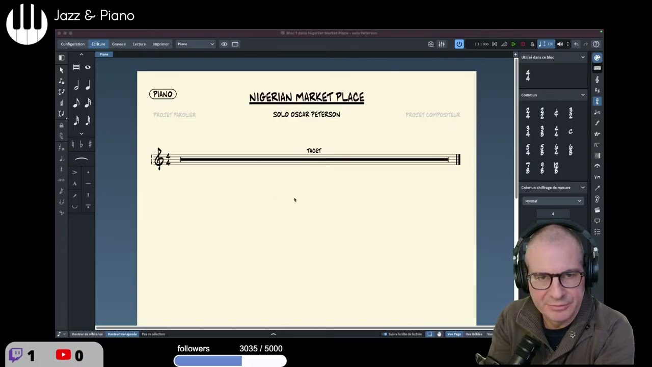 [live] #1/ On transcrit avec Dorico le solo d'Oscar Peterson sur Nigerian Marketplace